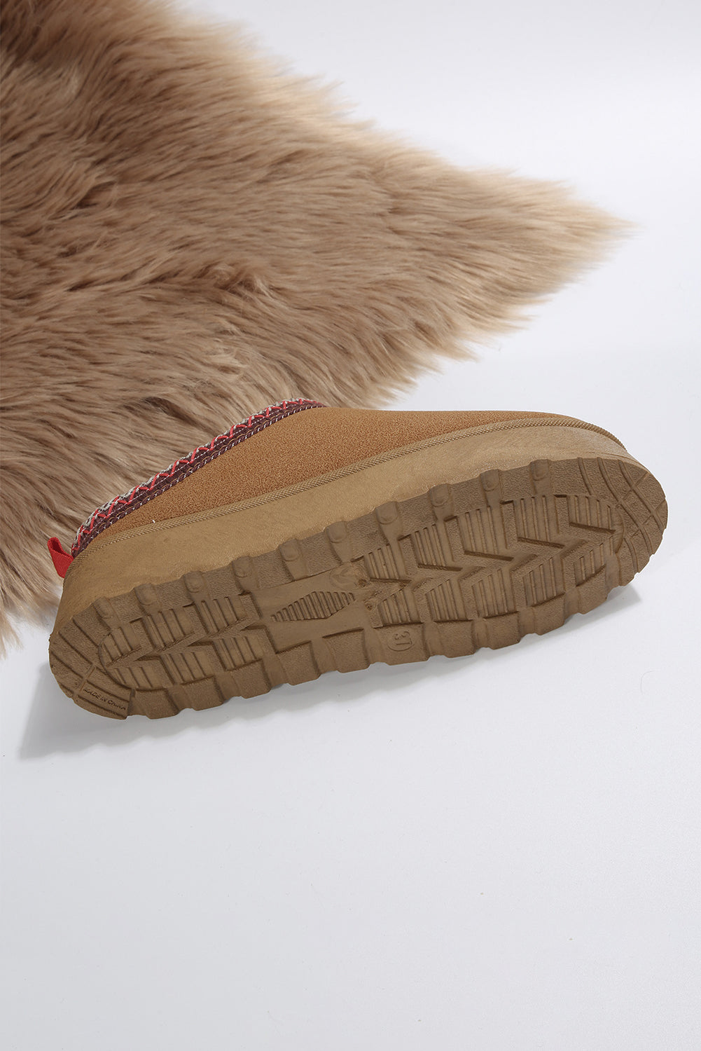 Chestnut Suede Contrast Print Plush Lined Snow Boots