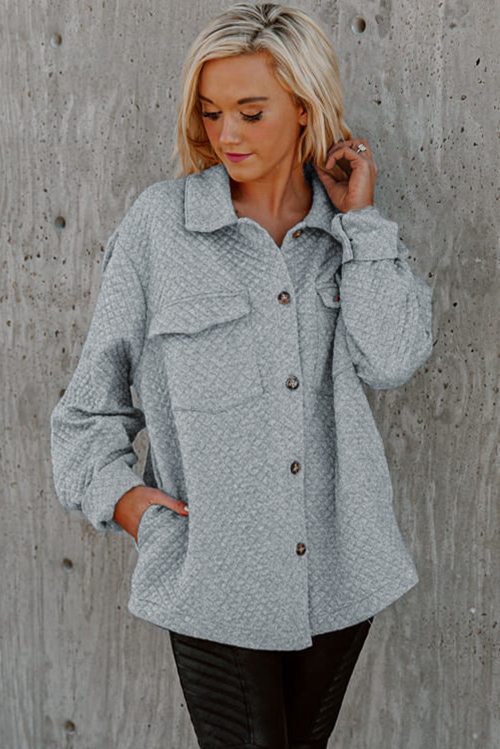 Gray Lattice Texture Retro  Shacket