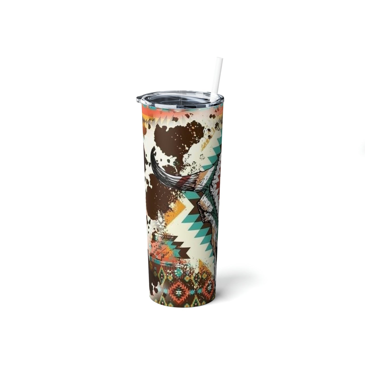 Western Bull Skull Skinny Tumbler