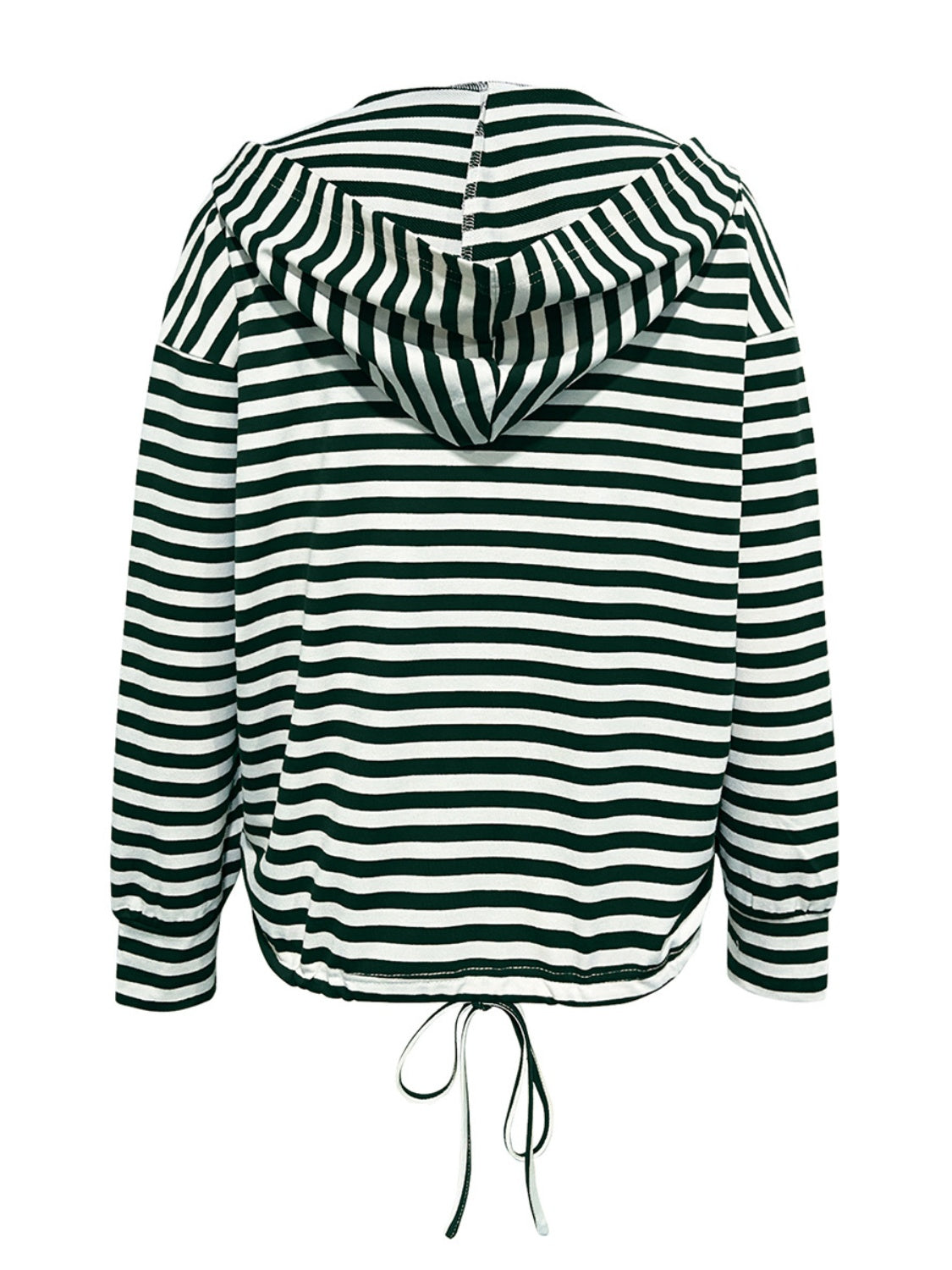 Drawstring Striped Long Sleeve Hoodie