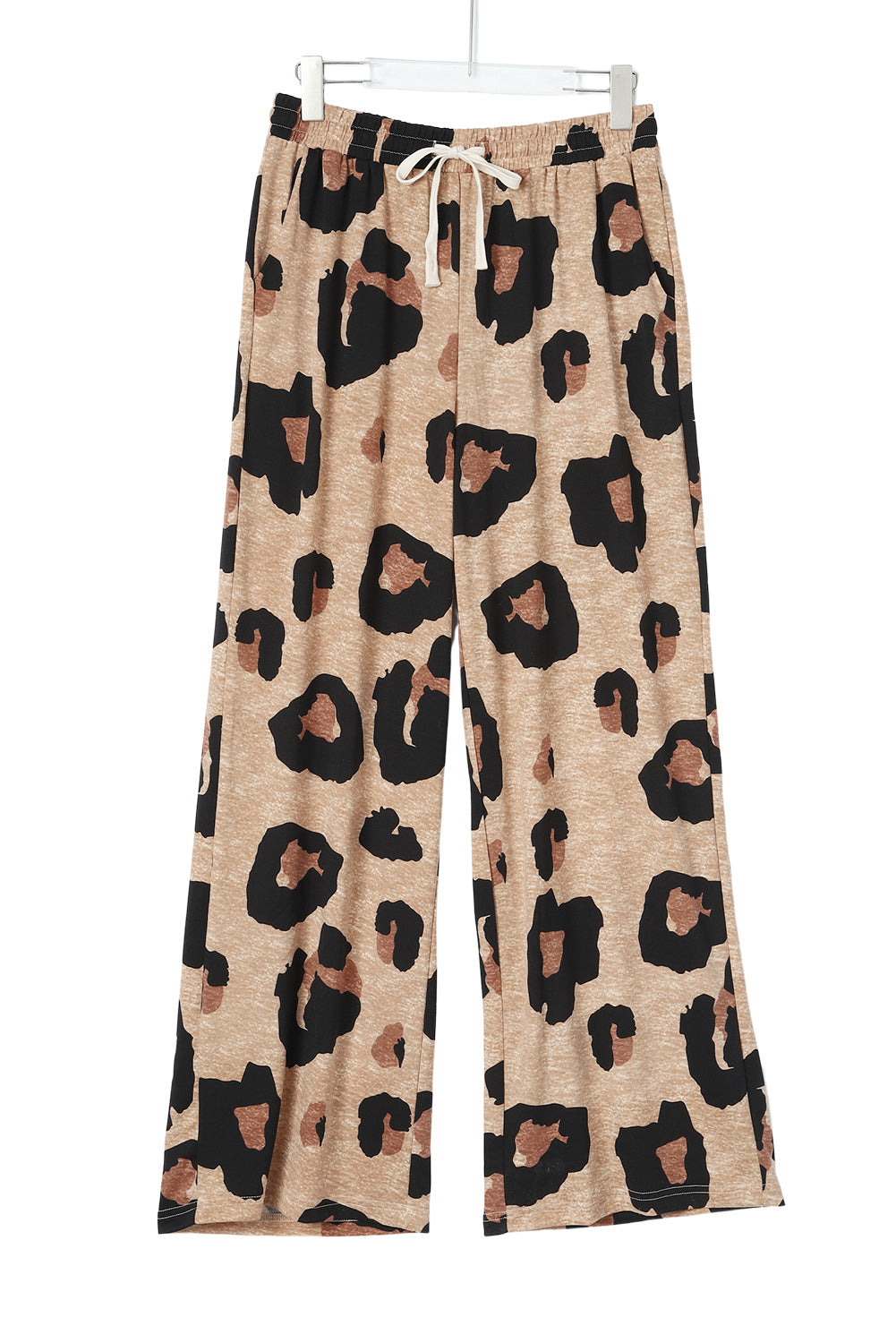 Leopard Drawstring Wide Leg Casual Pants