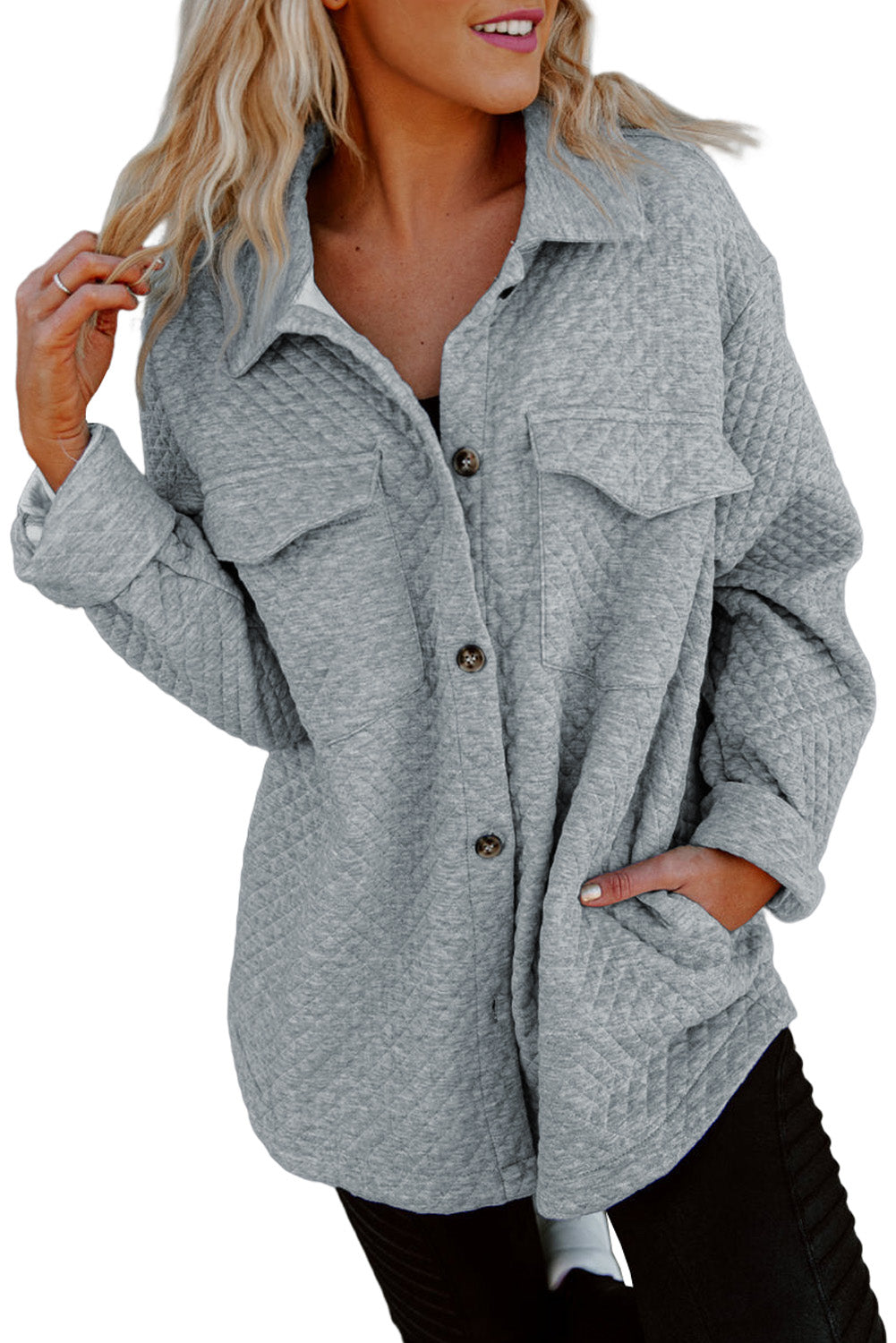 Gray Lattice Texture Retro  Shacket