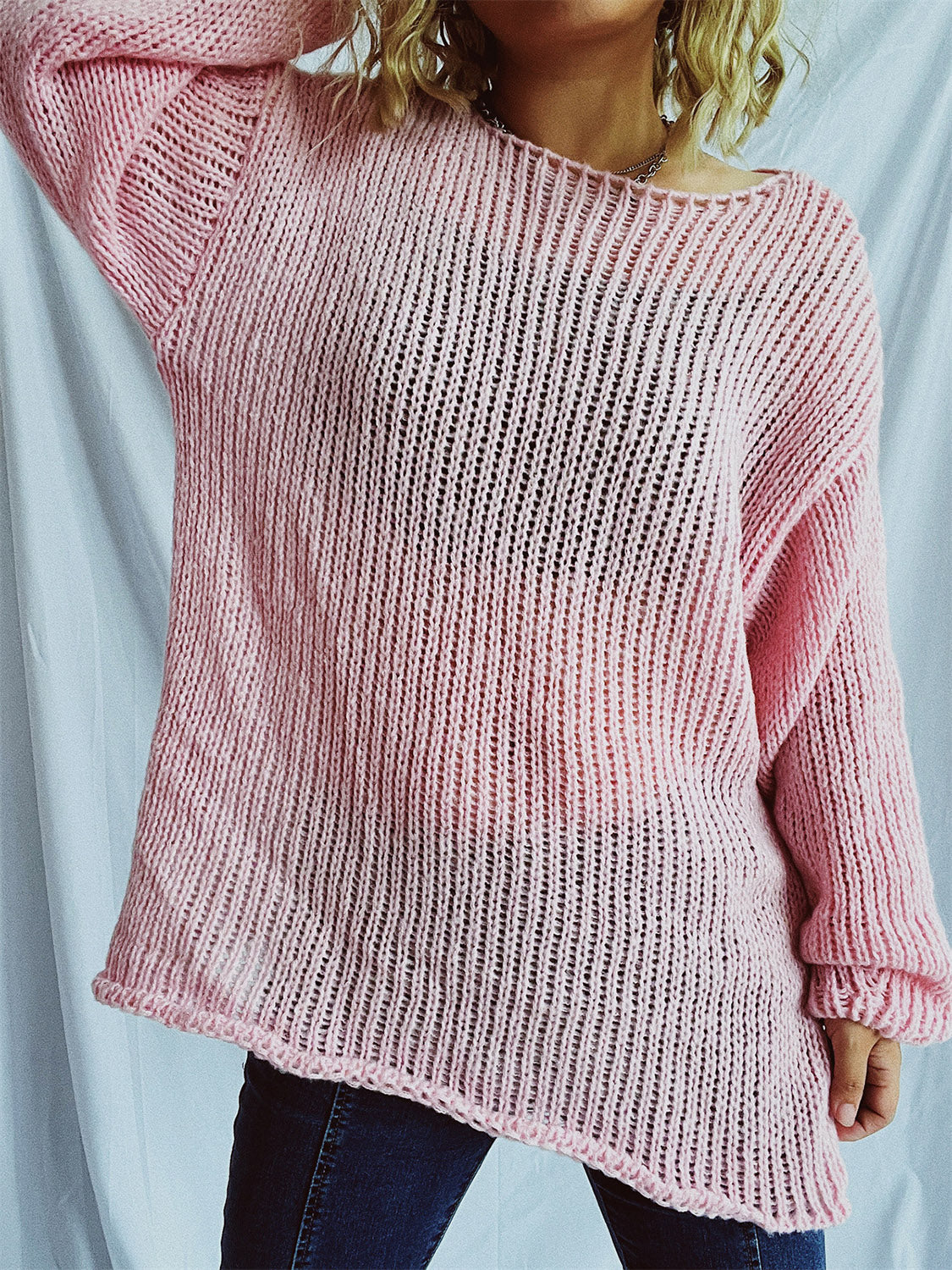 Boat Neck Dropped Shoulder Sweater