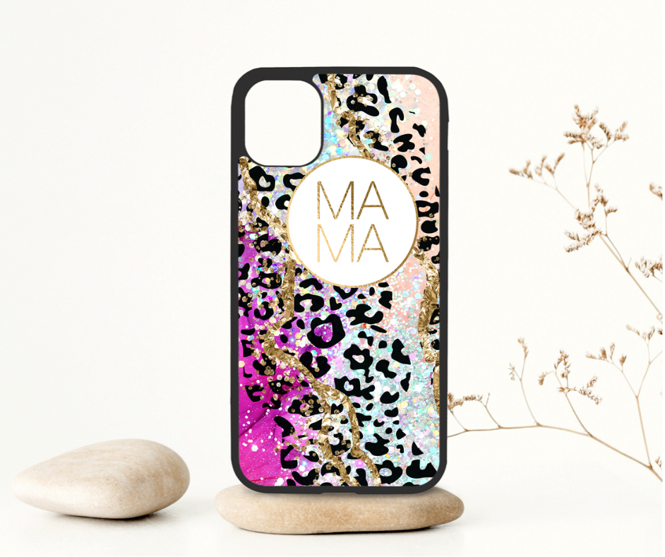 Glitter Leopard Mama Phone Case