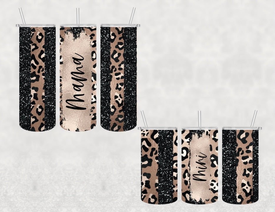 Leopard Black/Gold Mama/mini tumbler