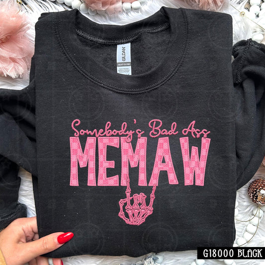 Somebody's Bad Ass Memaw | Comfort Colors Tee or Gildan Crewneck Sweatshirt