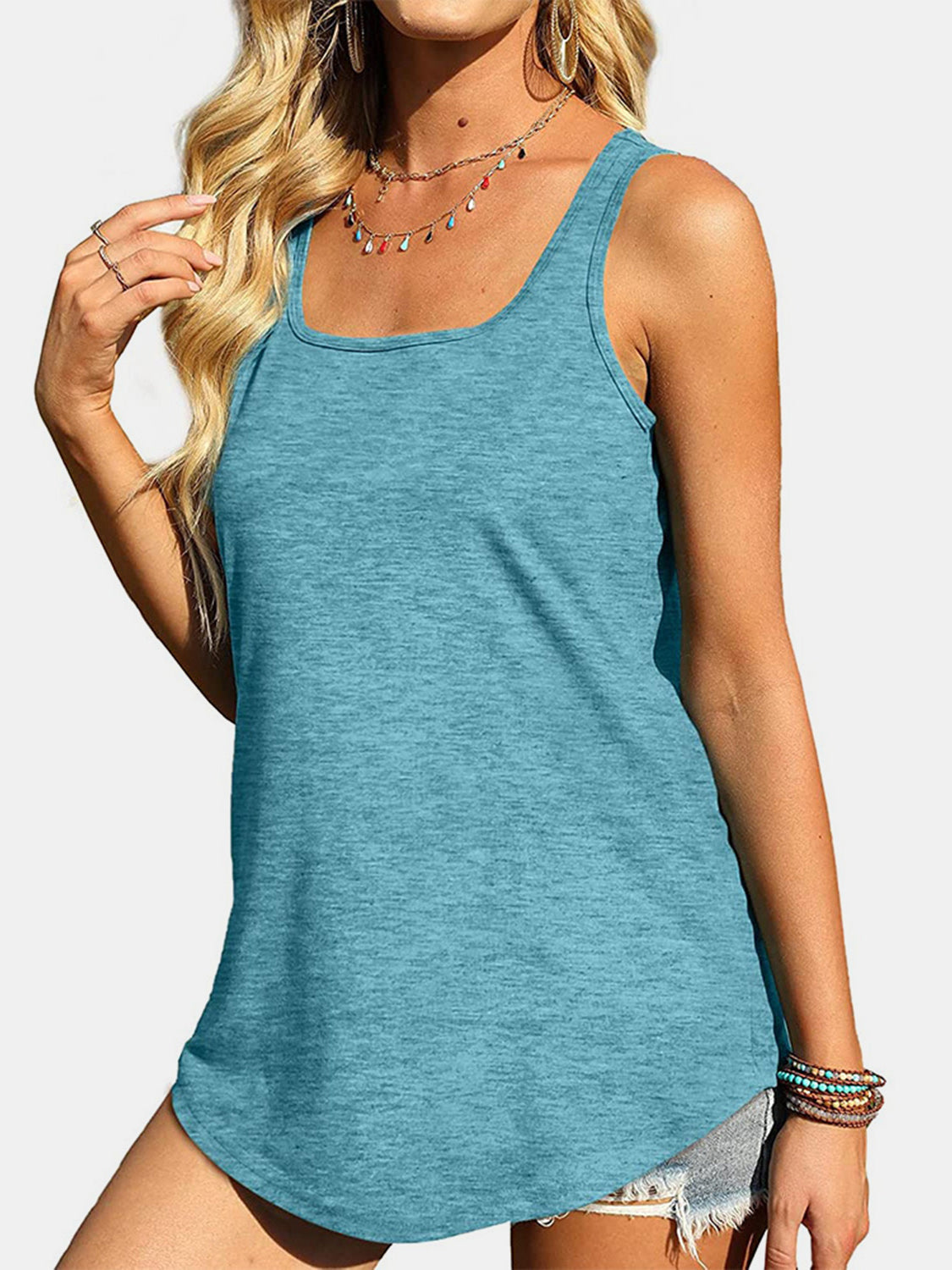 Heathered Square Neck Tank