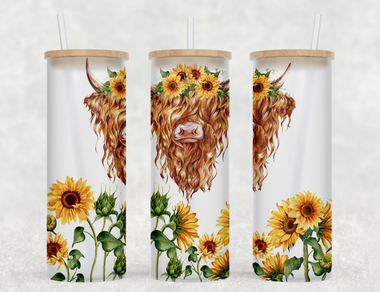 Highland Cow & Sunflowers