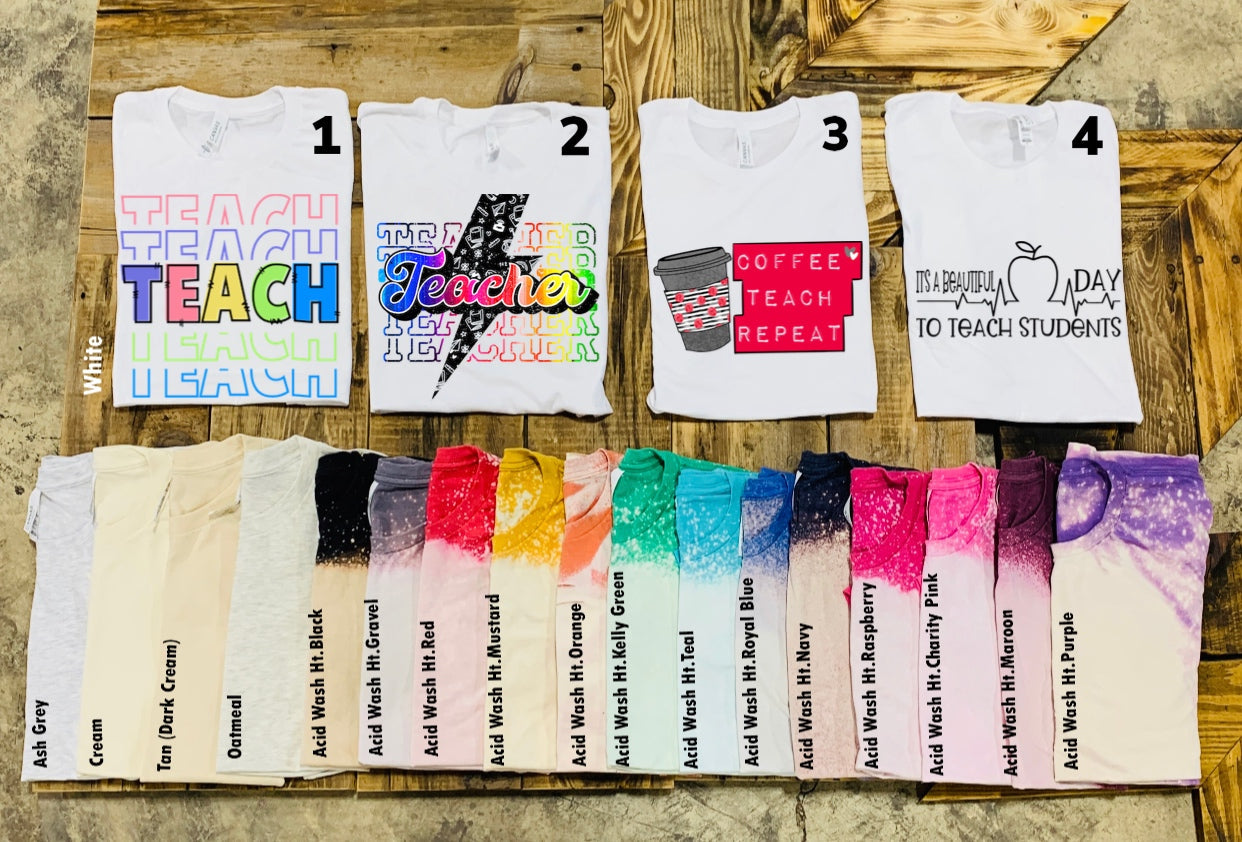 Teacher Repeat w/ Rainbow & Lightning Bolt - 14 Color Options