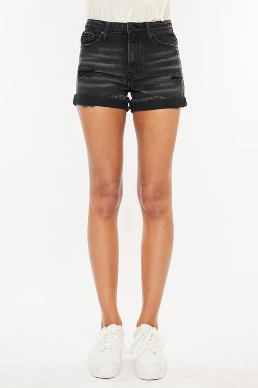 Kancan High Waist Distressed Denim Shorts