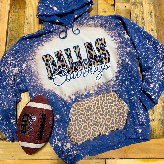 Dallas w/ Leopard Print & Cowboys in Cursive Glitter Print